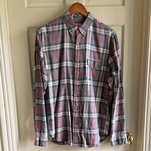 J. Crew Men's Lightweight Flannel in Blue and Red Plaid — Sz M
